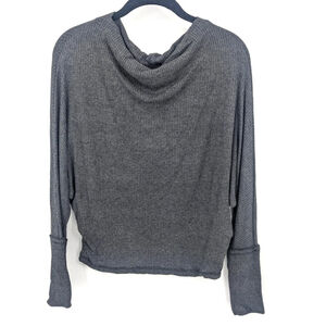 Elan Sweater Womens‎ One Size Gray Ribbed Cowl Neck Dolman Sleeve Boho USA